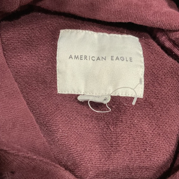 American Eagle Hoodie Men's Small Red Maroon Sweatshirt Long Sleeve Pockets - Picture 9 of 13